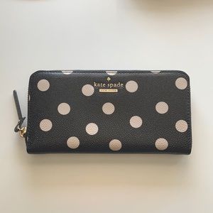 Kate Spade New York wallet polka dot black off white